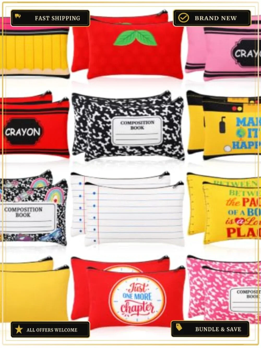 Teacher Appreciation Makeup Bags, Canvas Pencil Cases, Travel Toiletry Pouches,